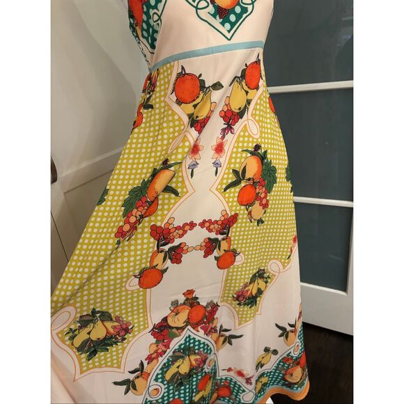 Women's Multicolor Tropical Square Neck Smocked Sleeveless Summer Dress Medium - Picture 2 of 8